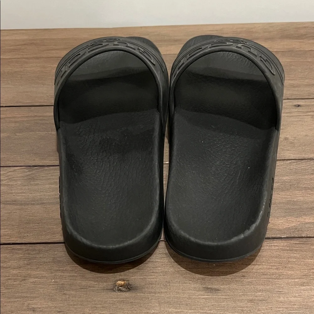 Gucci Black Embossed Slide Sandals